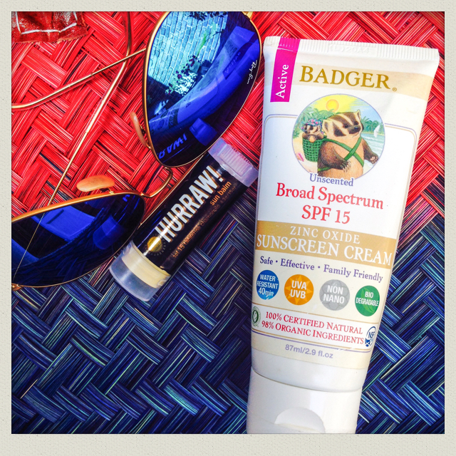 Natural Badger sunscreen and Hurraw UV lip balm